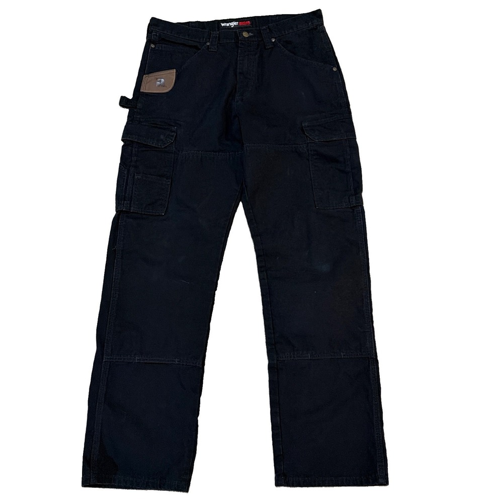 Wrangler Riggs Workwear Black Cotton Canvas Cargo Work Pants 34x32